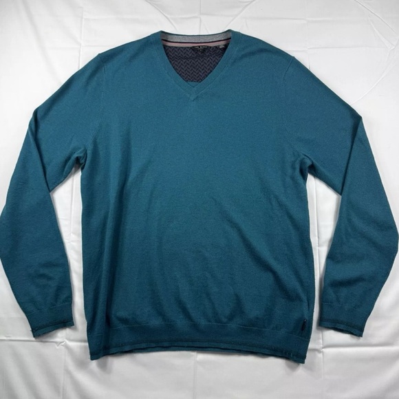 Ted Baker London V-Neck Sweater Wool Silk Cashmere Men's Size 4 - Picture 1 of 5